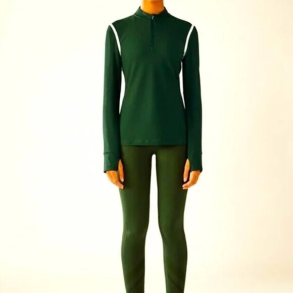 Tory Sport Reflective-Stripe Quarter-Zip Pullover Color: Conifer Size: XL - Picture 2 of 8